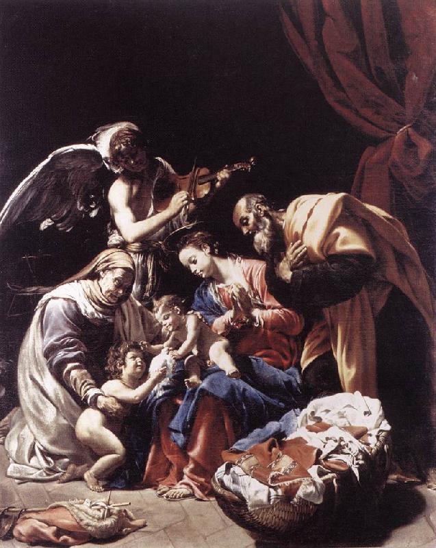 BORGIANNI, Orazio Holy Family with St Elizabeth, the Young St John the Baptist and an Angel oil painting picture